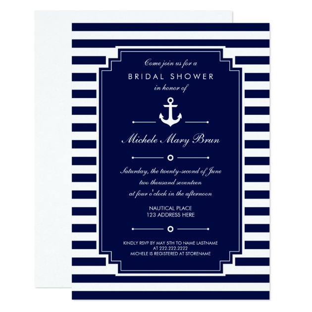 Crisp Blue White Nautical Bridal Shower Invitation