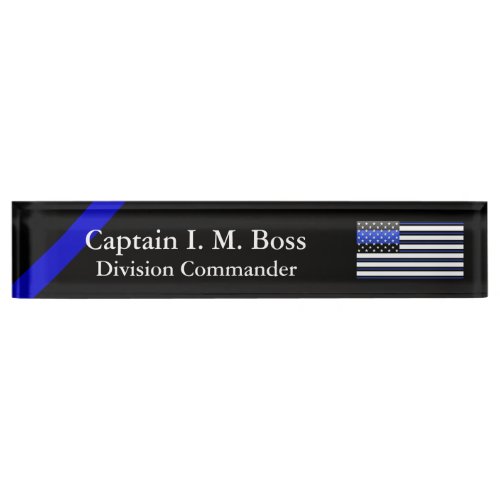 Crisp Clean Thin Blue Line Flag Name Plate