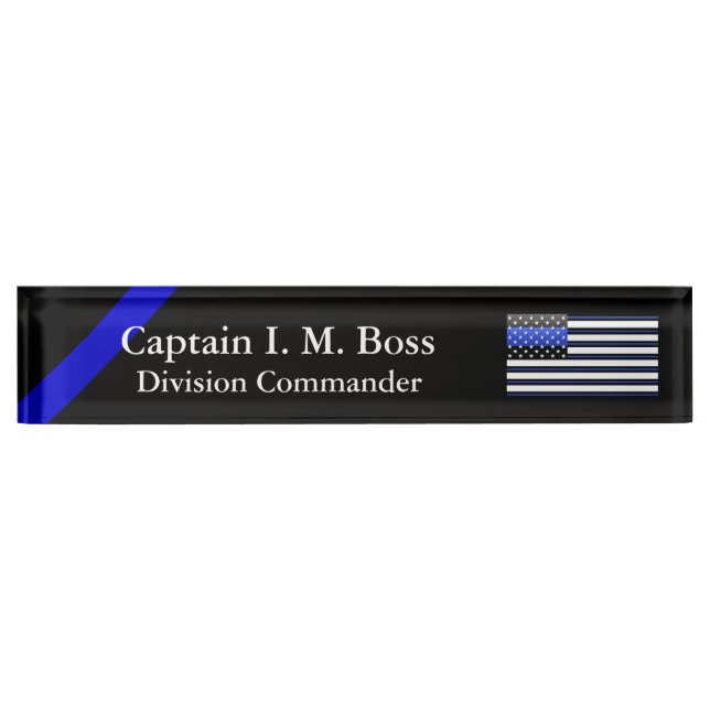 Crisp Clean Thin Blue Line Flag Name Plate (Front)