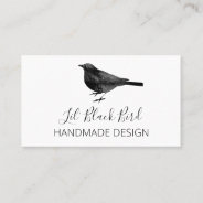 Crisp Clean White Black Bird Handmade Business Card at Zazzle