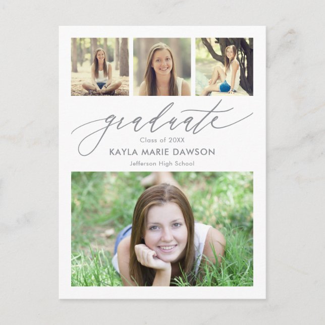 Crisp Collage Editable Color Graduation Postcard (Front)