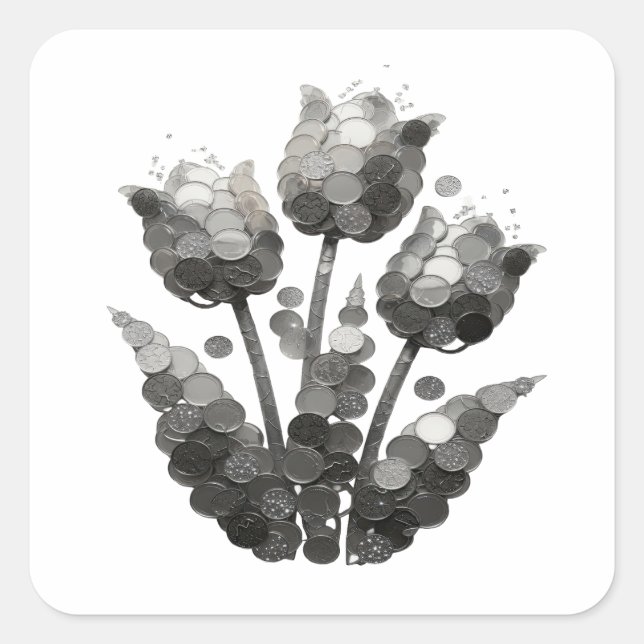 Crisp Gray Abstract Decal Design Square Sticker (Front)