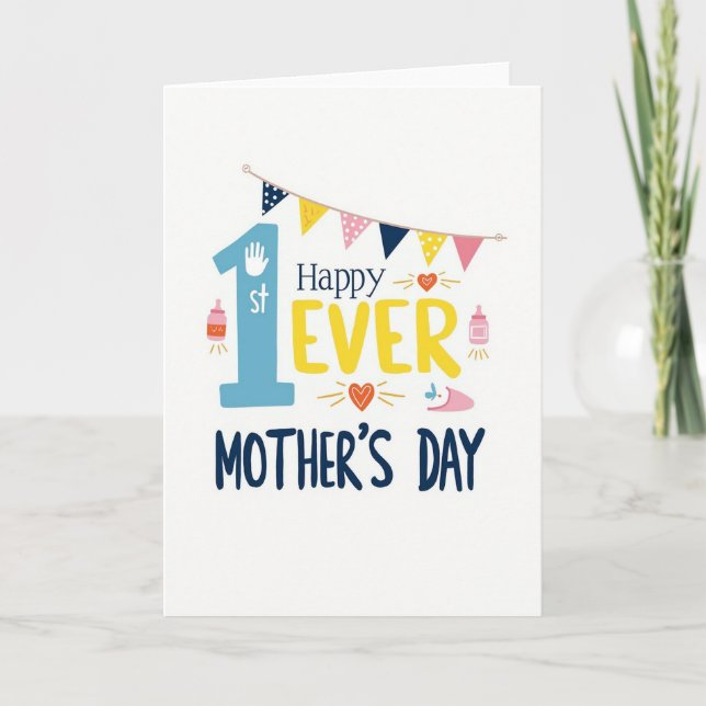 Crisp Happy First Mothers Day Card (Front)