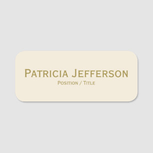 Crisp Ivory Cream Gold Professional Name Tag