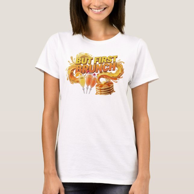Crisp Orange BUT FIRST BRUNCH Statement Tee (Front)
