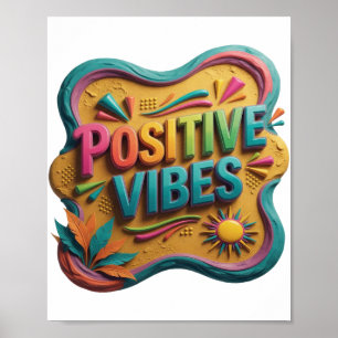 Crisp Orange POSITIVE VIBES v2 Poster