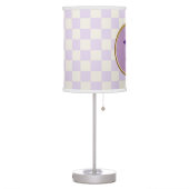 Crisp Pale Lavender Off White Checkerboard & Gold Table Lamp (Left)