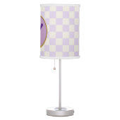 Crisp Pale Lavender Off White Checkerboard & Gold Table Lamp (Right)