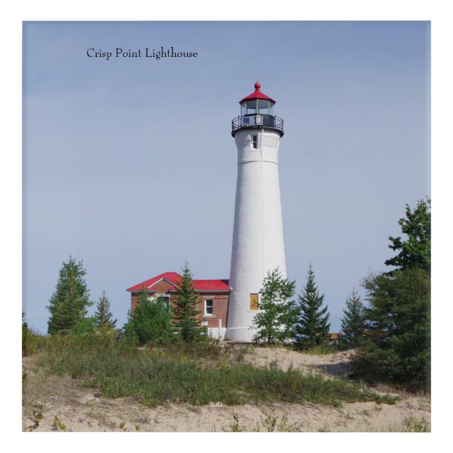 Crisp Point Lighthouse & building acrylic print (Front)