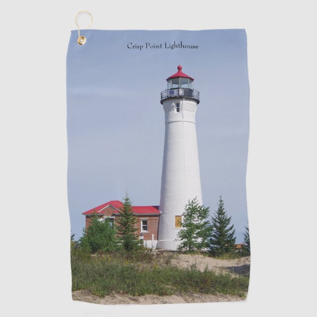 Crisp Point Lighthouse & building golf towel (Front)