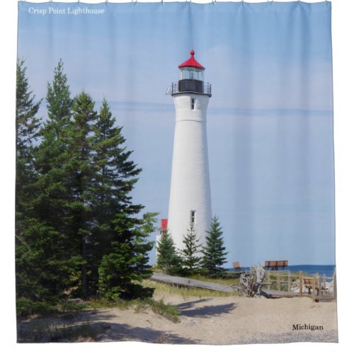 Crisp Point Lighthouse shower Curtain