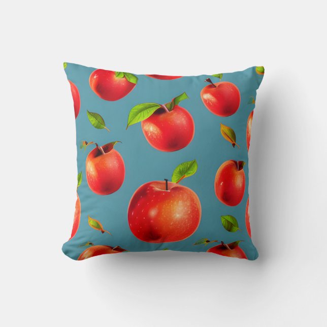 Crisp Red Apples Pattern Throw Pillow (Front)