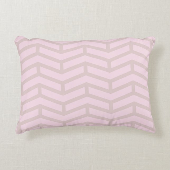 Crisp Sharp Opposing Arrows Chevron Pink Neutral Accent Pillow (Front)