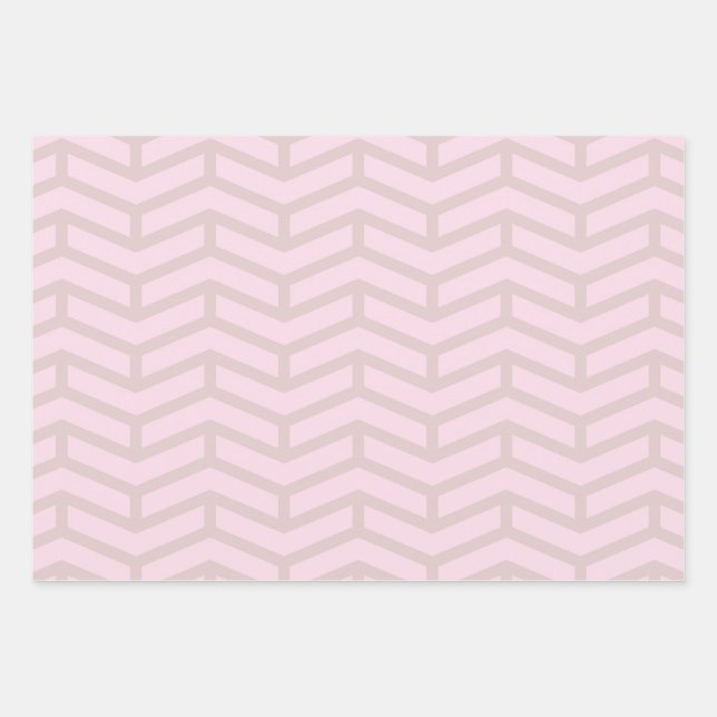 Crisp Sharp Opposing Arrows Chevron Pink Neutral Wrapping Paper Sheets (Front)