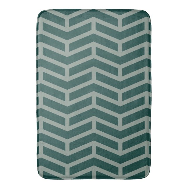 Crisp Sharp Opposing Arrows Chevron Two Tone Green Bath Mat (Front Vertical)
