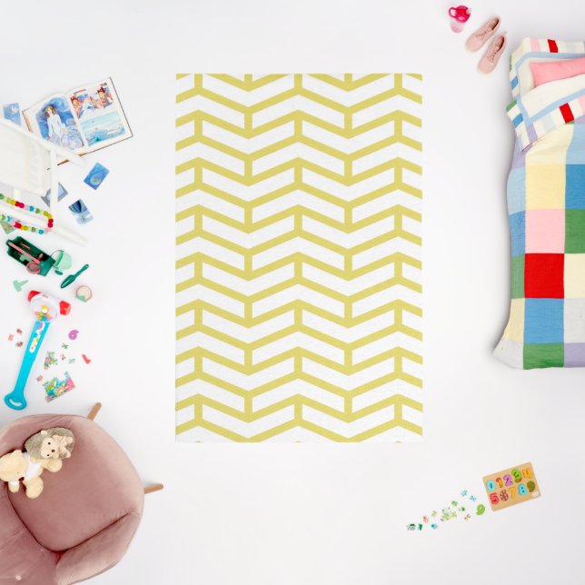 Crisp Sharp Opposing Arrows Chevron White Yellow Rug (Insitu (Babyroom))