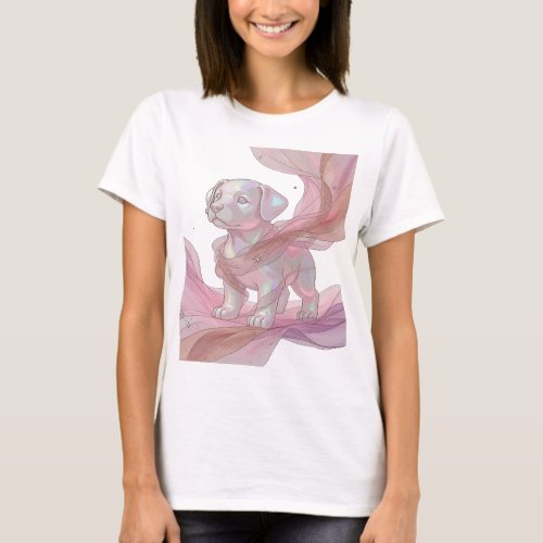 Crisp Silver BABY PUPPY IN SPACE Design T-Shirt