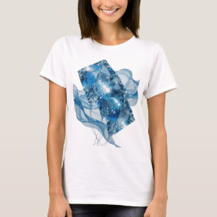 Crisp Silver BLUE GLASS CRYSTAL KITE Slogan Design T-Shirt