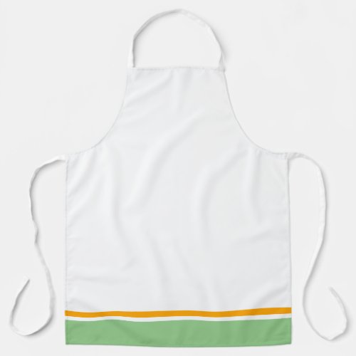 Crisp White Golden Yellow Pinstripe Sage Green Hem Apron