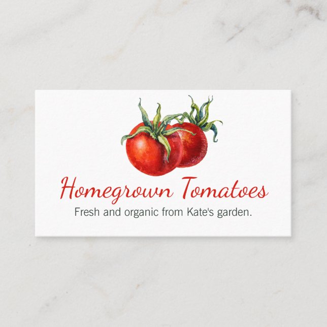 Crisp White Homegrown Tomato Sale Business Card (Front)