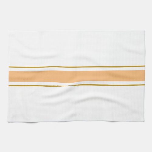 Crisp White Light Orange Center Racing Stripes Kitchen Towel