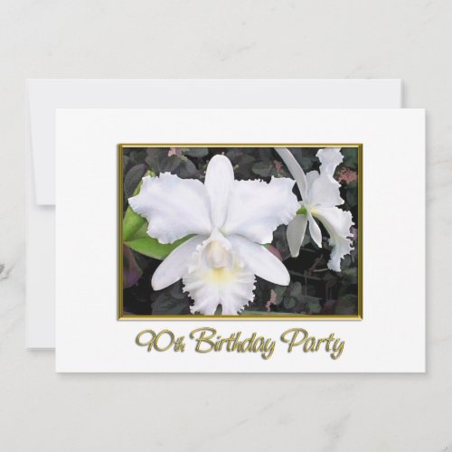 Crisp White Orchids Birthday Party 90 Invitation
