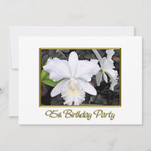Crisp White Orchids Birthday Party 95 Invitation