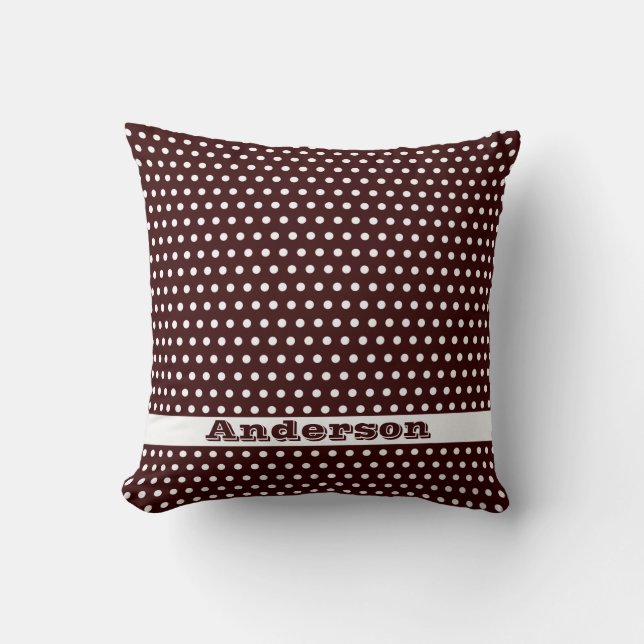 Crisp White Polkadot Pattern Throw Pillow (Front)
