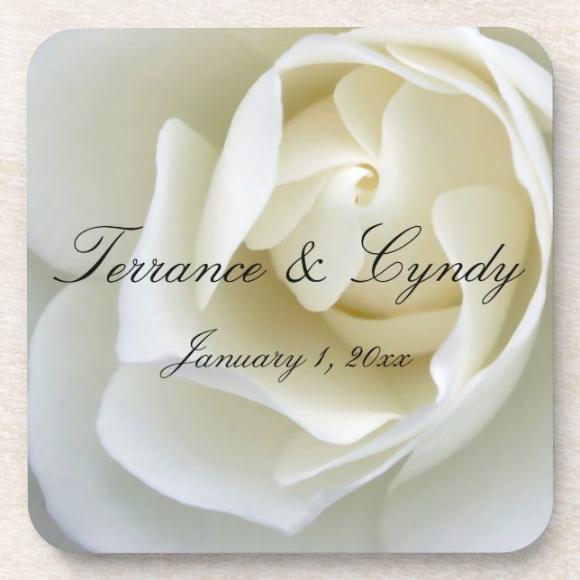 Crisp White Rose Coaster (Front)