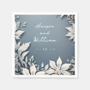 Crisp winter flowers wedding napkins