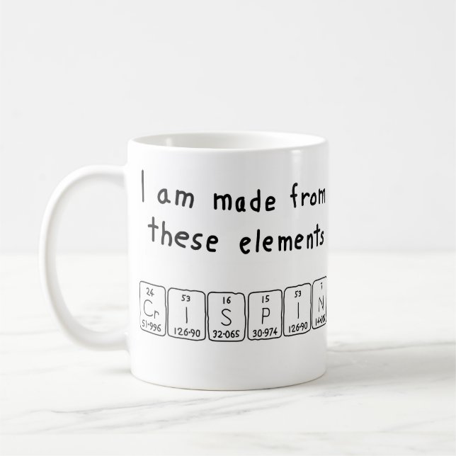 Crispin periodic table name mug (Left)