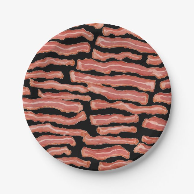 Crispy Bacon Patterned  Paper Plates (Front)