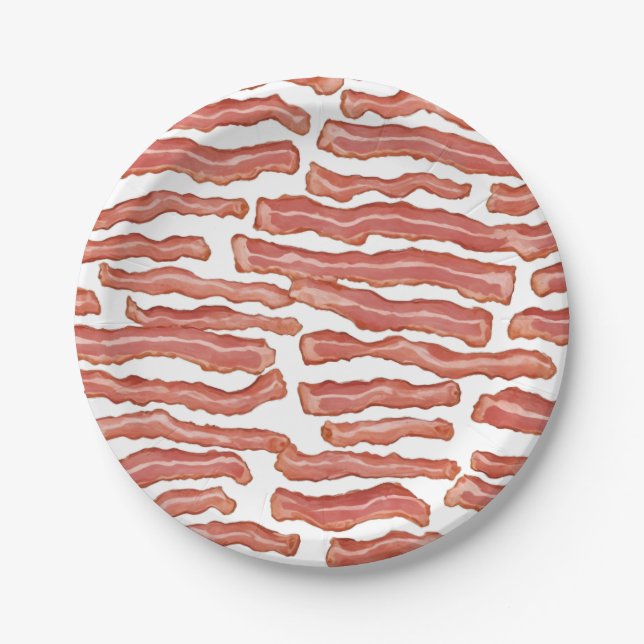 Crispy Bacon Patterned  Paper Plates (Front)