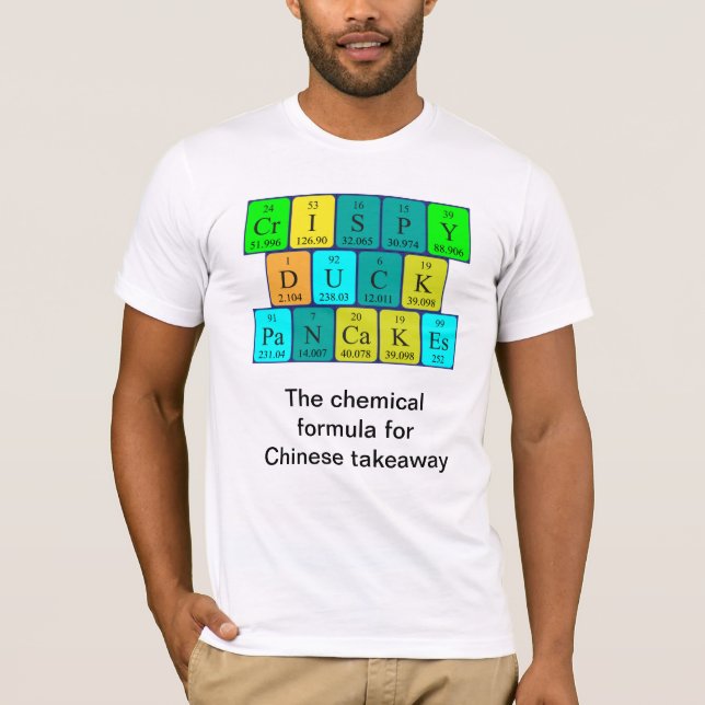 Crispy Duck Pancakes periodic table word shirt 15 (Front)