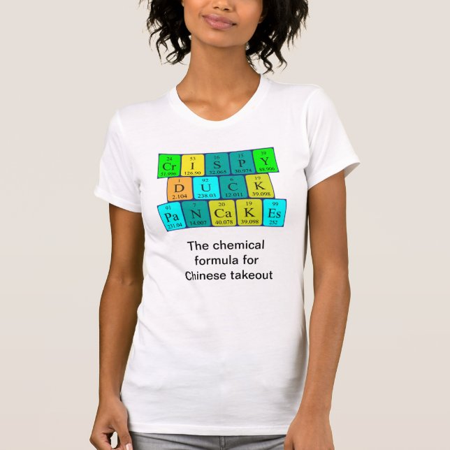 Crispy Duck Pancakes periodic table word shirt 9 (Front)