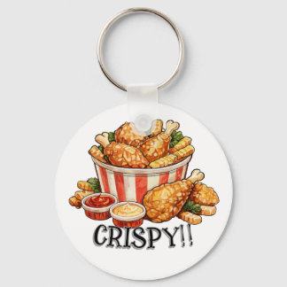Crispy Fried Chicken Bucket Watercolor Art Keychain