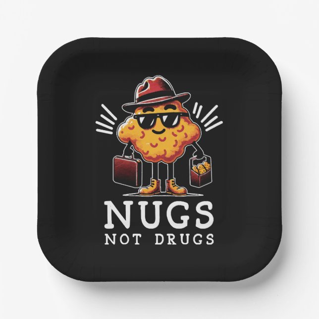 Crispy Nugs Not Drugs Paper Plates (Front)