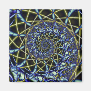 Criss Cross Yellow and Blue Fractal Art Magnet