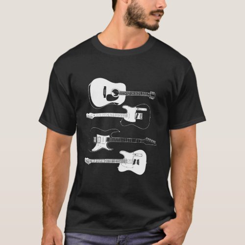 Criss Crossed Guitars Guitar Player T_Shirt