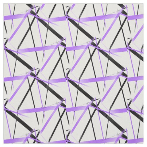 Criss Crossed Lilac and Black Stripes on White Fabric