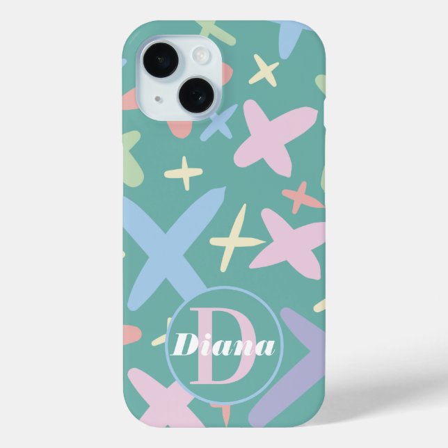 Crisscross Doodle Pattern Colorful Name Case-Mate iPhone Case (Back)
