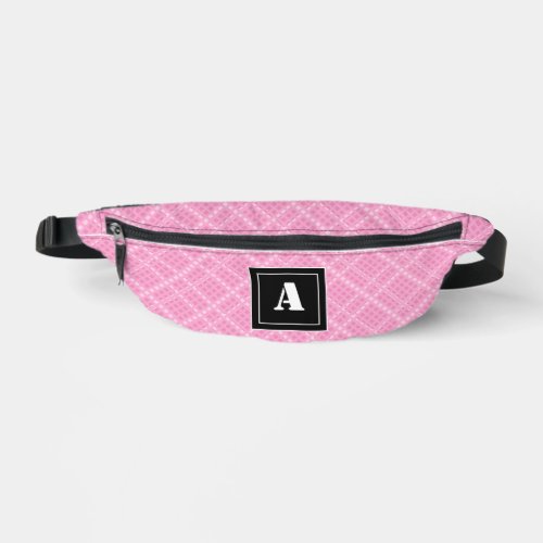 Crisscross Gingham Check Pink and White Monogram Fanny Pack