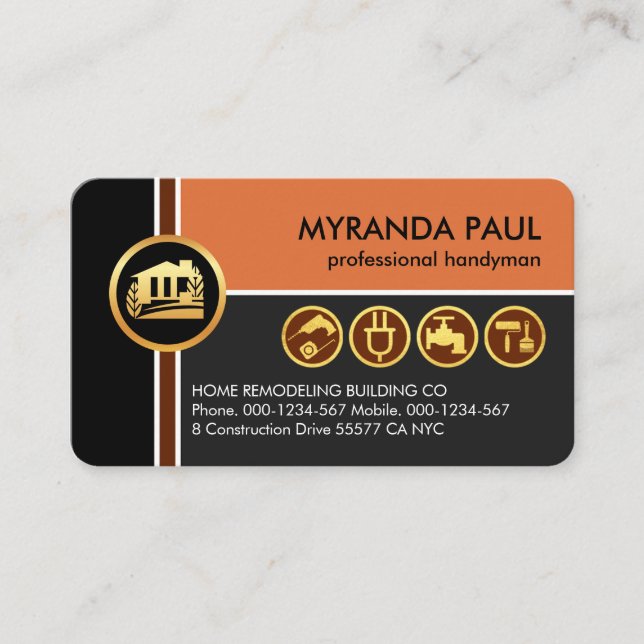 Crisscross Lines Home Repairs Business Card (Front)