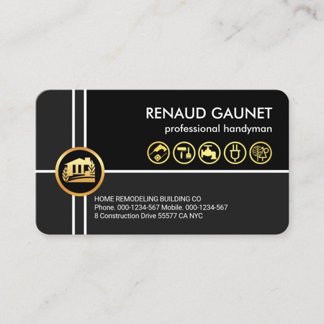 Crisscross Lines Home Repairs Handyman Business Card (Front)