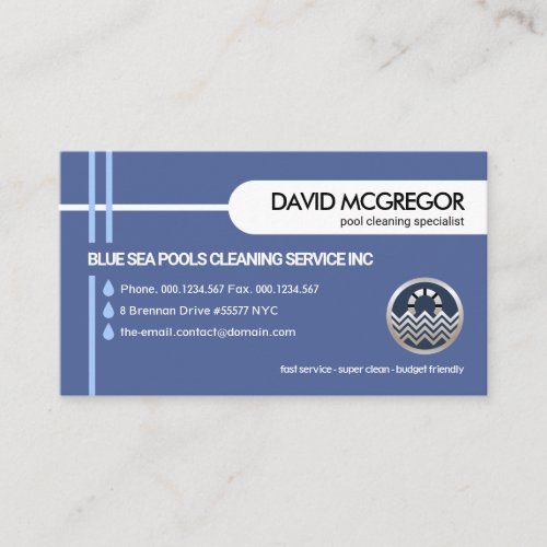 Crisscross Lines Water Drop Swimming Pool Service Business Card