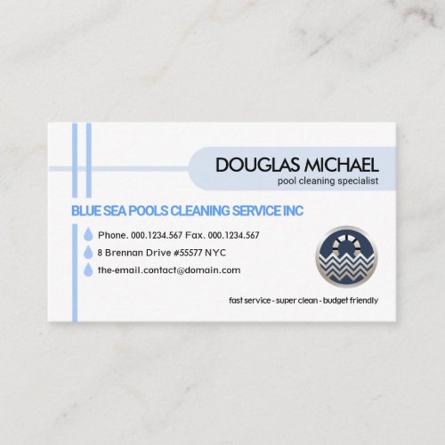Crisscross Pipe Lines Water Drop Pool Service Business Card