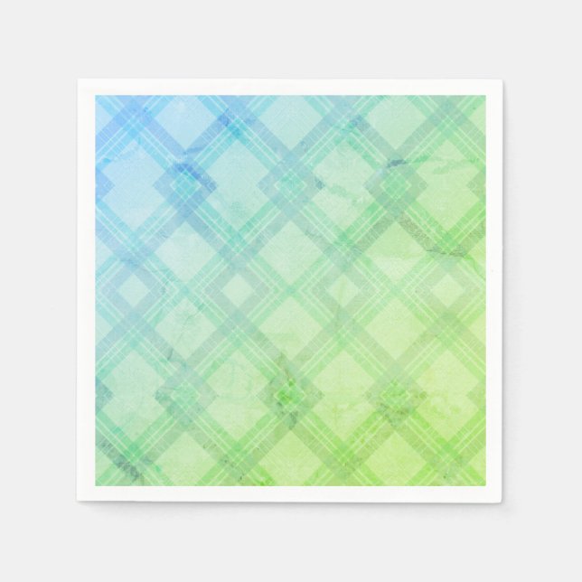 Crisscrossed Happy Green & blue, yellow Checks  Th Napkins (Front)