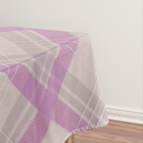 Crisscrossed Happy Purple  creamwhite Checks Tablecloth