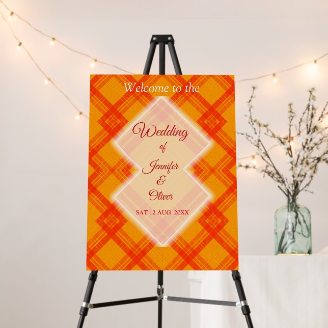 Crisscrossed Happy Red & Yellow/Orange Checks Foam Board (In Situ (Stand))