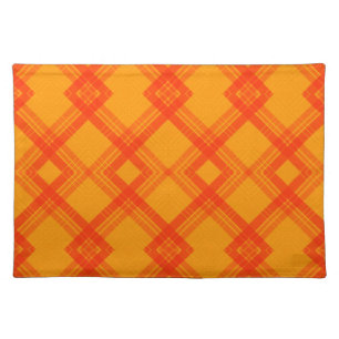 Crisscrossed Happy Red & Yellow/Orange Checks Show Cloth Placemat